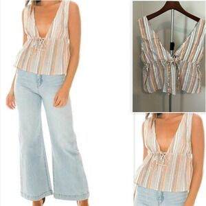 MINKPINK Mahi Multi Striped Top‎ Sz L NWOT